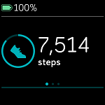 Screenshot op apparaat van het aantal dagelijkse stappen op dit moment
